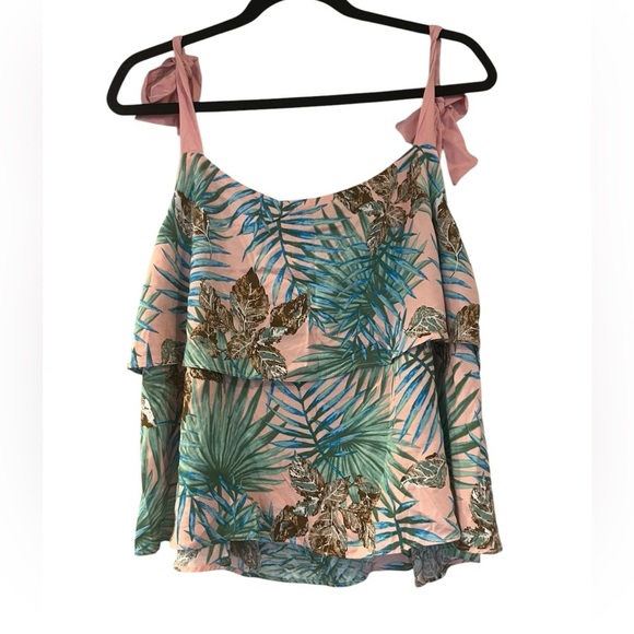 Tropical Leaf Print Women's Top Size Large - Picture 6 of 6